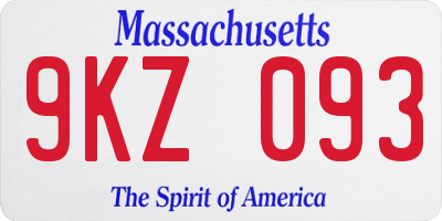 MA license plate 9KZ093
