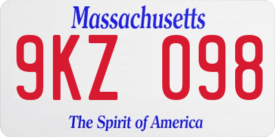 MA license plate 9KZ098