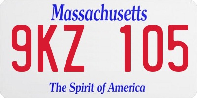 MA license plate 9KZ105