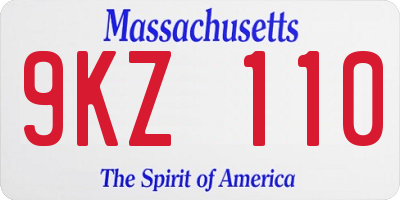 MA license plate 9KZ110
