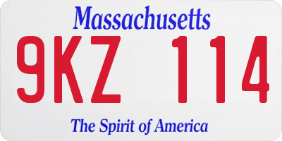 MA license plate 9KZ114