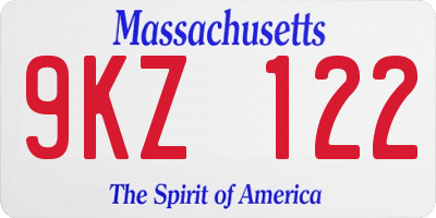 MA license plate 9KZ122