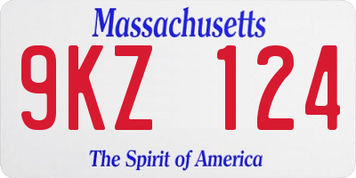 MA license plate 9KZ124