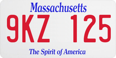 MA license plate 9KZ125