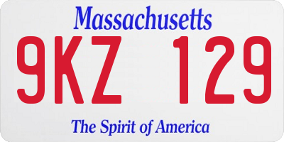MA license plate 9KZ129
