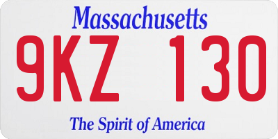MA license plate 9KZ130