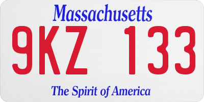 MA license plate 9KZ133