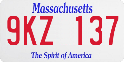 MA license plate 9KZ137