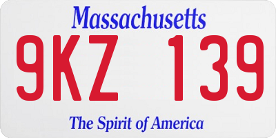 MA license plate 9KZ139