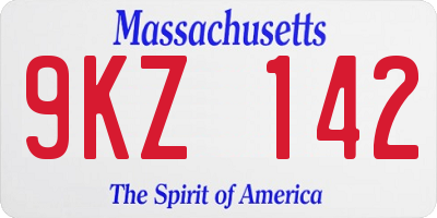 MA license plate 9KZ142