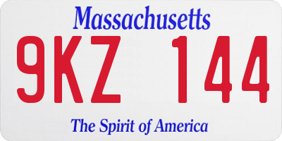 MA license plate 9KZ144