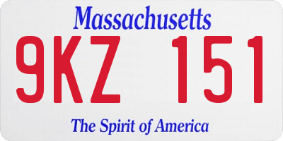MA license plate 9KZ151
