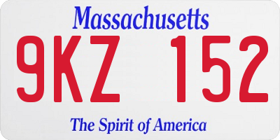 MA license plate 9KZ152