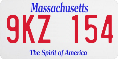 MA license plate 9KZ154