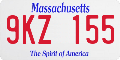 MA license plate 9KZ155