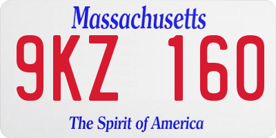 MA license plate 9KZ160