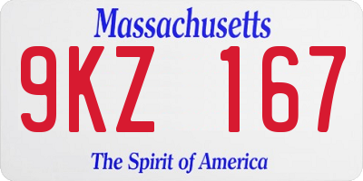 MA license plate 9KZ167