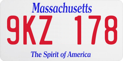 MA license plate 9KZ178