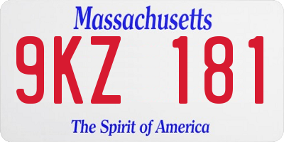 MA license plate 9KZ181