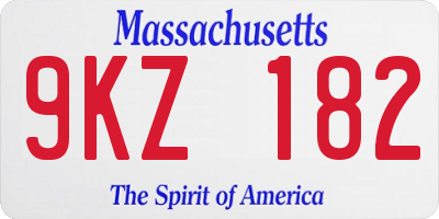 MA license plate 9KZ182