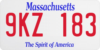MA license plate 9KZ183