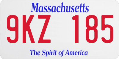 MA license plate 9KZ185