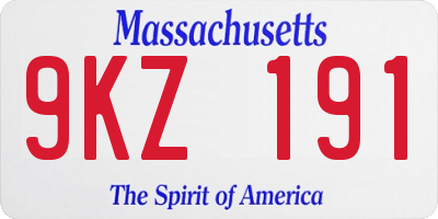 MA license plate 9KZ191