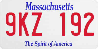 MA license plate 9KZ192