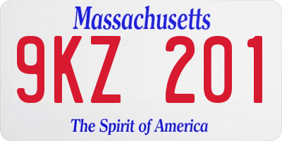 MA license plate 9KZ201