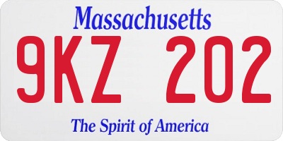 MA license plate 9KZ202