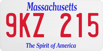 MA license plate 9KZ215