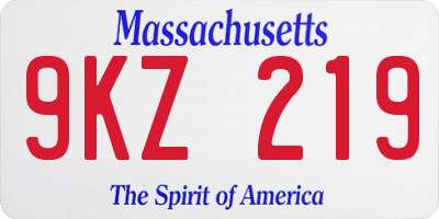 MA license plate 9KZ219