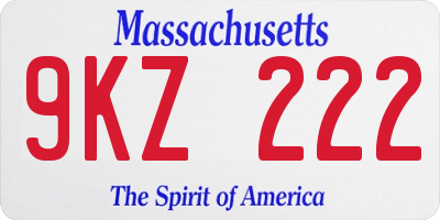 MA license plate 9KZ222