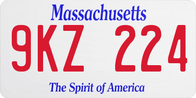MA license plate 9KZ224