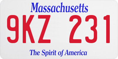 MA license plate 9KZ231