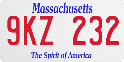 MA license plate 9KZ232