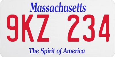 MA license plate 9KZ234