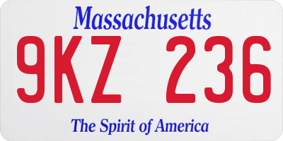 MA license plate 9KZ236