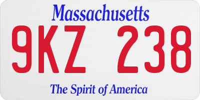 MA license plate 9KZ238