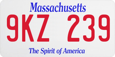 MA license plate 9KZ239