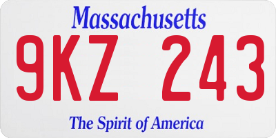 MA license plate 9KZ243