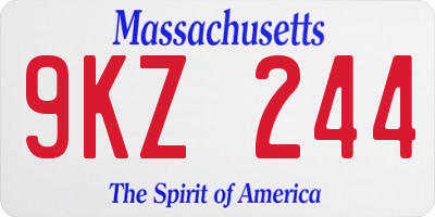 MA license plate 9KZ244