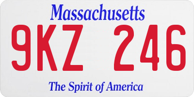 MA license plate 9KZ246