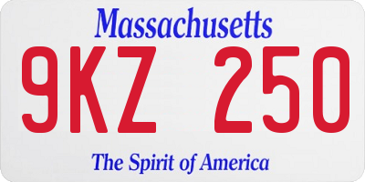 MA license plate 9KZ250