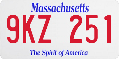 MA license plate 9KZ251