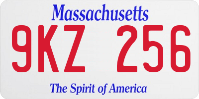 MA license plate 9KZ256