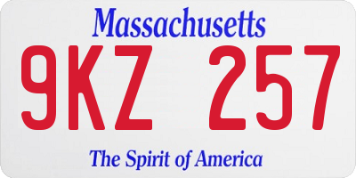 MA license plate 9KZ257