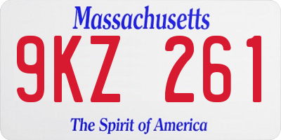 MA license plate 9KZ261