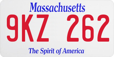 MA license plate 9KZ262