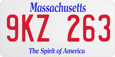 MA license plate 9KZ263